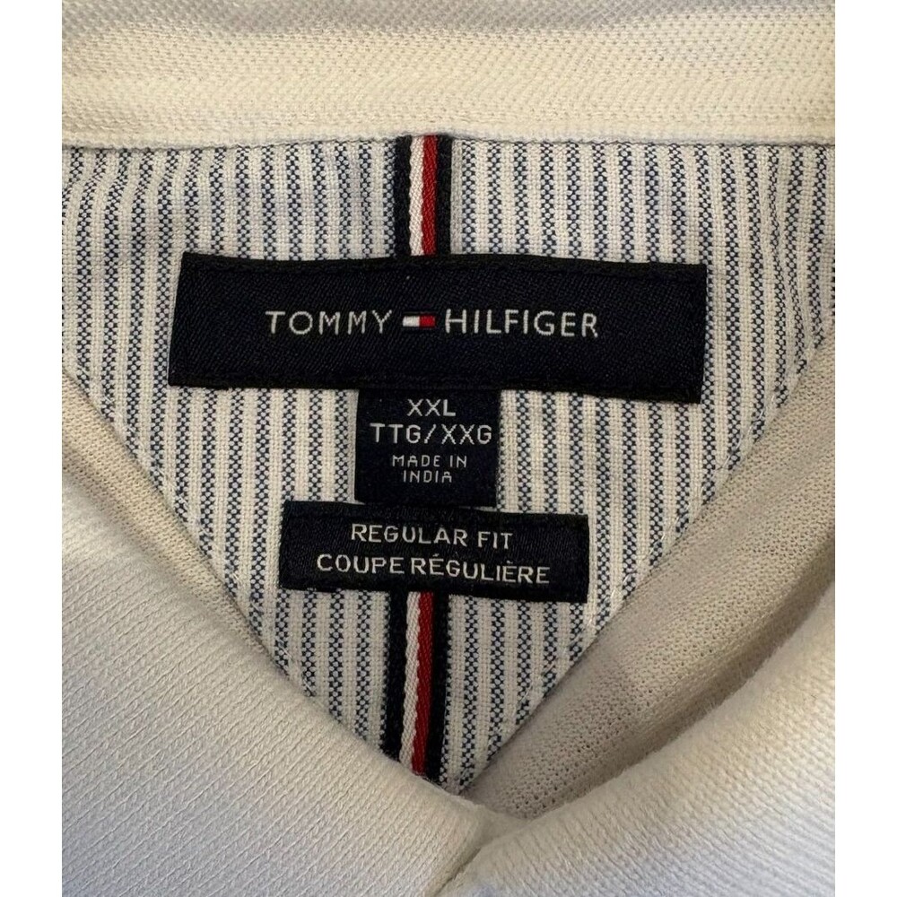 Tommy Hilfiger Shirt Men's 2XL Blue Striped Golf Polo Rugby Short Sleeve Logo - Picture 5 of 10